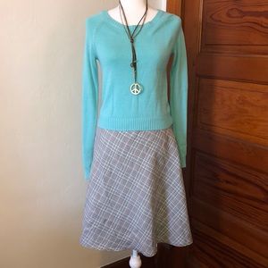 White, Brown, and Teal Plaid Circle Skirt